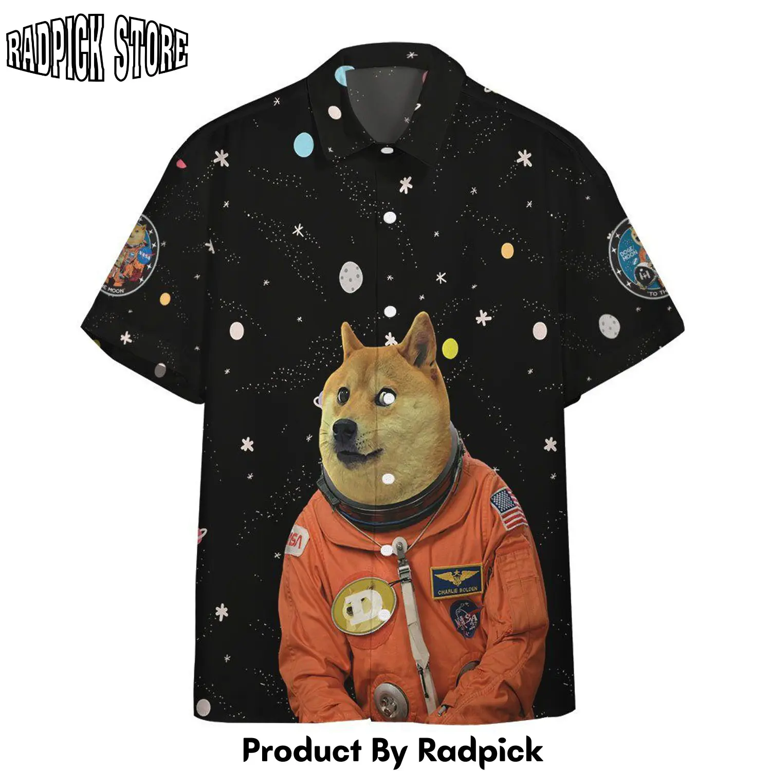Radpick 3d nasa doge astronaut custom hawaii shirt rp292514